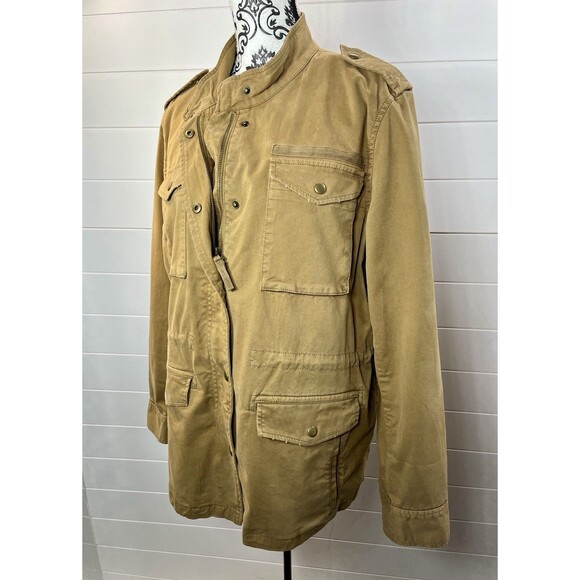 VTG Gap Jacket Large Tan Zip Snap Military Utility Chore Work Gorpcore Unisex - Picture 4 of 13